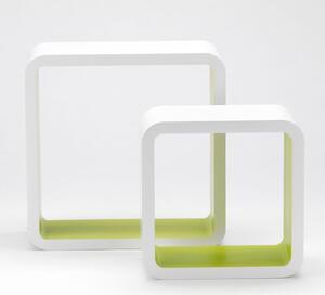 Set 2 Mensola in Legno Stile Desing Moderno Bianco Verde