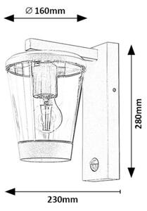 Rabalux 7267 - Applique da esterno con sensore SAVANO 1xE27/40W/230V IP44