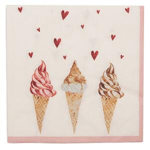 Tovaglioli di Carta 3 Coni Gelato e Cuoricini (20) - Clayre & Eef