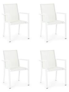 Set 4 Sedie Da Esterno Bianche In Alluminio E Textilene Con Braccioli Konnor Bizzotto - Bizzotto