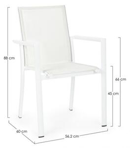 Sedia Da Esterno Bianca In Alluminio E Textilene Con Braccioli Konnor Bizzotto - Bizzotto