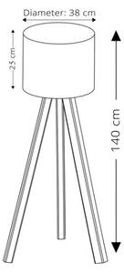 Lampada Treppiede Da Pavimento 38x140 Cm Design Moderno 60W Marrone E Bianco