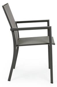Sedia Da Esterno Antracite In Alluminio E Textilene Con Braccioli Konnor Bizzotto - Bizzotto