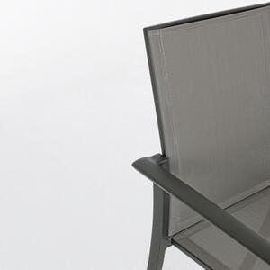 Sedia Da Esterno Antracite In Alluminio E Textilene Con Braccioli Konnor Bizzotto - Bizzotto