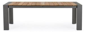 Tavolo Da Esterno In Alluminio Piano In Teak Allungabile 100x228/294 Cm Cameron Antracite Bizzotto - Bizzotto