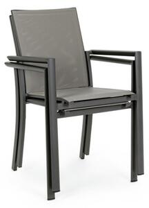 Set 4 Sedie Da Esterno Antracite In Alluminio E Textilene Con Braccioli Konnor Bizzotto - Bizzotto