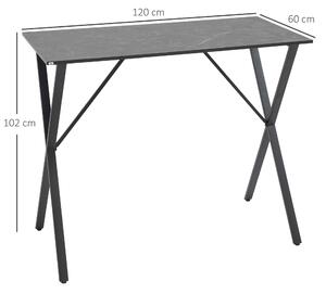 Tavolo Alto da Bar 120x60x102 cm in Legno e Acciaio Nero