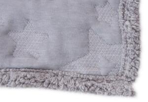Coperta plaid soffice morbido caldo resistente plaid divano plaid letto in pile flanellato retro agnellato sherpa 130 X 160 CM STELLE GRIGIO