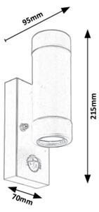 Rabalux 8835 - Applique da esterno con sensore MEDINA 2xGU10/10W/230V