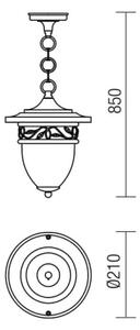 Redo 9399 - Lampadario da esterno a sospensione con catena BASEL 1xE27/42W/230V IP44 nero