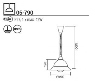 Redo 05-790 - Lampadario a sospensione con filo ETRUSCA 1xE27/42W/230V