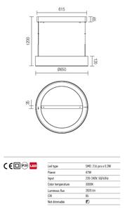 Redo 01-924 - Lampadario LED a sospensione con filo BOND LED/47W/230V 3000K grigio