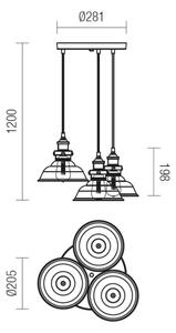 Redo 01-1004 - Lampadario a sospensione con filo SAVILLE 3xE27/42W/230V