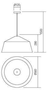 Redo 01-1102 - Lampadario a sospensione con filo AYLA 1xE27/42W/230V diametro 56 cm oro
