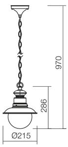 Redo 9046 - Lampadario a sospensione con catena da esterno SCOTT 1xE27/42W/230V IP44
