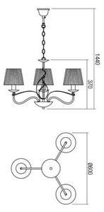 Redo 02-951 - Lampadario a sospensione con catena VIRTUU 3xE14/28W/230V