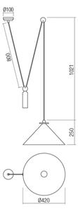 Redo 01-1545 - Lampadario a sospensione con filo KALIMBA 1xE27/42W/230V diametro 42 cm ragno bronzo