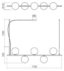 Redo 01-1635 - Lampadario a sospensione con filo TALIS 5xE14/28W/230V