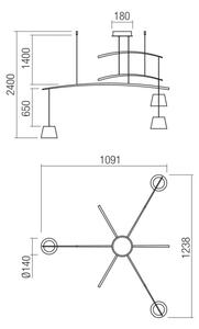 Redo 01-1525 - Lampadario LED a sospensione con filo LOLLI 3xLED/6W/230V nero