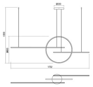 Redo 01-1737 - Lampadario a sospensione con filo LED dimmerabile GIOTTO LED/56W/230V nero