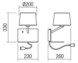 Redo 01-1807 - Applique da parete LED TOMO 1xE27/42W/230V+LED/3W