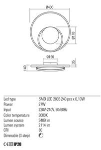 Redo 01-1790 - Applique da parete dimmerabile a LED TORSION LED/27W/230V, finitura bronzata