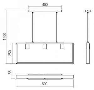 Redo 01-1665 - Lampadario a sospensione con filo TIMBER 3xE27/42W/230V
