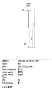 Redo 01-2045 - Lampadario LED a sospensione con filo MADISON LED/4W/230V nero