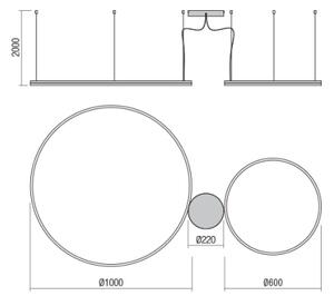 Redo 01-1721 - Lampadario LED a sospensione con filo ORBIT LED/42W + LED/66W/230V bronzo
