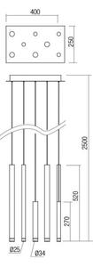 Redo 01-2047 - Lampadario LED a sospensione con filo MADISON 8xLED/4W/230V rame