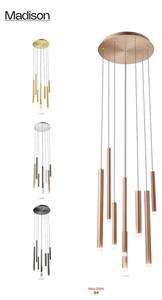 Redo 01-2050 - Lampadario LED a sospensione con filo MADISON 8xLED/4W/230V oro