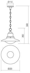 Redo 90094 - Lampadario a sospensione con catena per esterni ELIO 1xE27/42W/230V IP44
