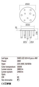 Redo 01-2040 - Plafoniera LED MADISON 9xLED/4W/230V rame