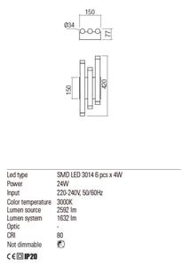 Redo 01-2037 - Applique a LED MADISON 6xLED/4W/230V rame