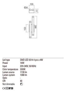 Redo 01-2034 - Applique a LED MADISON 4xLED/4W/230V rame