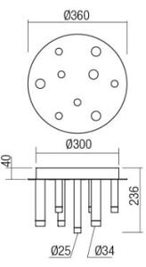 Redo 01-2040 - Plafoniera LED MADISON 9xLED/4W/230V rame