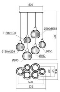 Redo 01-2068 - Lampadario a sospensione con filo PLUMEN 6xE14/42W/230V bianco