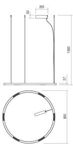 Redo 01-2207 - Lampadario LED a sospensione con filo UNION LED/50W/230V 3000K diametro 90 cm nero