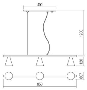 Redo 01-2218 - Lampadario a sospensione con filo ZUMA 3xGU10/15W/230V nero/oro