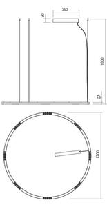Redo 01-2209 - Lampadario LED a sospensione con filo UNION LED/68W/230V 3000K diametro 120 cm oro