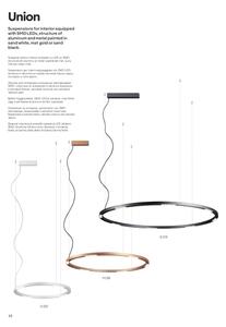 Redo 01-2203 - Lampadario LED a sospensione con filo UNION LED/34W/230V 3000K diametro 60 cm oro