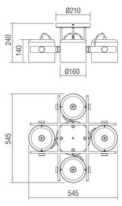 Redo 01-2401 - Lampadario a plafone POOH 4xE27/42W/230V faggio