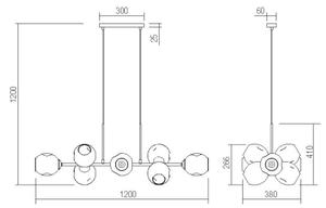 Redo 01-2619 - Lampadario a sospensione con filo PIERCE 6xE27/42W/230V oro/fumé