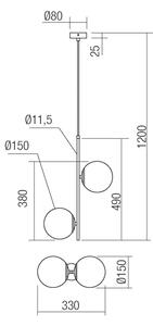 Redo 01-2625 - Lampadario a sospensione con filo NIVA 2xE14/28W/230V