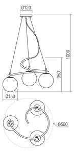 Redo 01-2715 - Lampadario a sospensione con filo VOLLEY 3xE14/28W/230V oro