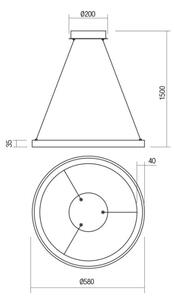 Redo 01-2674- Lampadario a sospensione con filo LED dimmerabile ICONIC LED/50W/230V diametro 58 cm nero