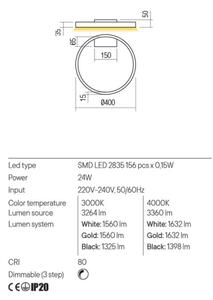 Redo 01-2835 - Applique a LED dimmerabile FEBE LED/24W/230V oro