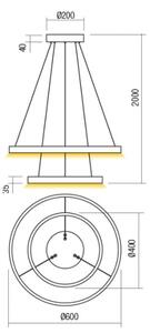 Redo 01-2891 - Lampadario a sospensione con filo LED dimmerabile FEBE LED/62W/230V nero