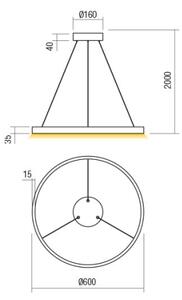 Redo 01-2865 - Lampadario a sospensione con filo LED dimmerabile FEBE LED/37W/230V oro
