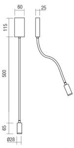 Redo 01-2755 - Lampada LED flessibile WALLIE LED/3W/230V USB CRI 90 nera